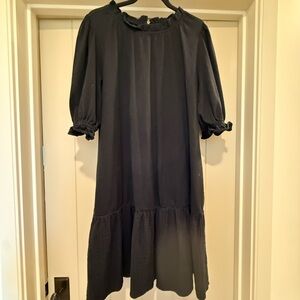 Caslon Black Ruffle-Neck Tiered Casual Dress